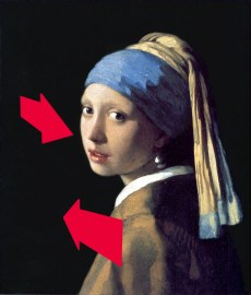 The illusion of depth is enhanced by an implied movement of the girl in space.