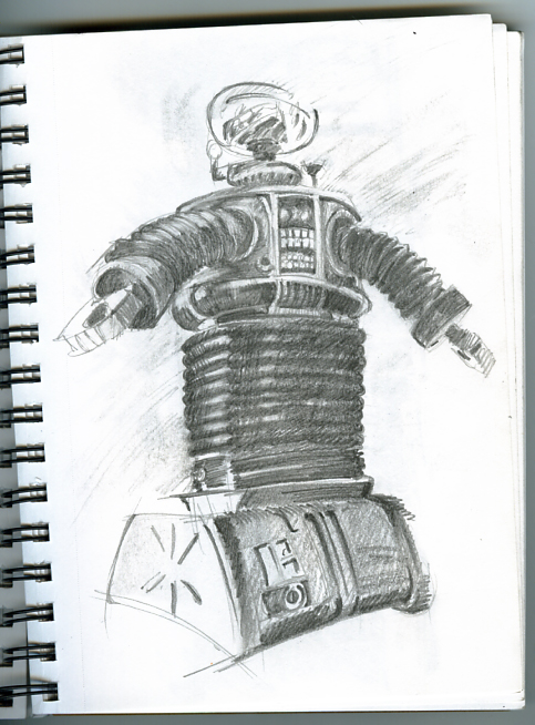 This little guy (about 2' tall) stands on a high counter just inside the door, silently greeting everyone