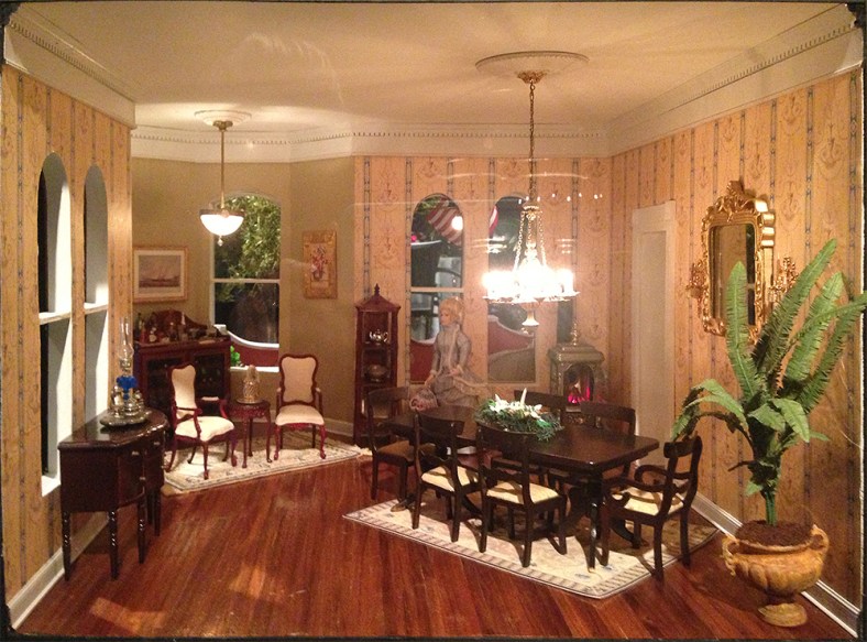 Even the fireplaces flicker and glow with warm light.