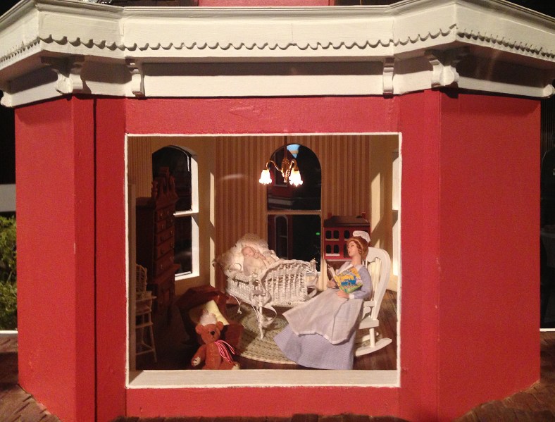 The "nursery" occupies the room in the central tower.