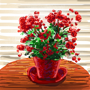 Flowers on dining table, digital sketch