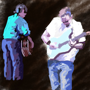 Pasture at dusk, digital sketch with "Brushes" on iPhone 4S