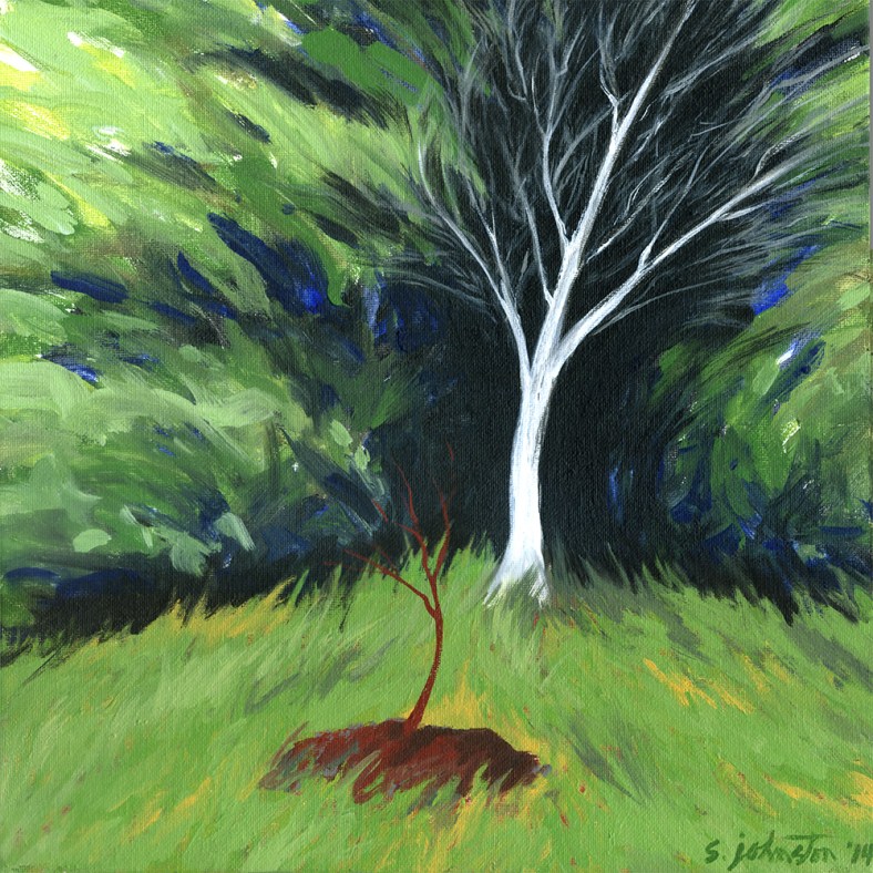 Backyard Tree, acrylic on canvas, 12" x 12"