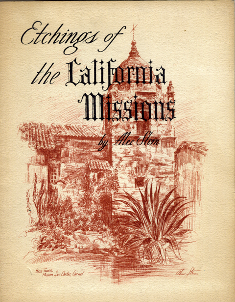 Cover of a booklet of Alec Stern's Mission etching, published on 1960.