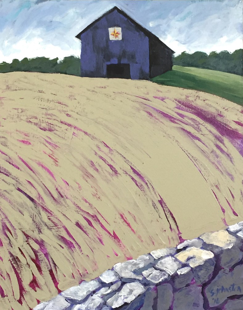 Kentucky Black Barn, 2026, acrylic and house paint on canvas. 16" x 20"